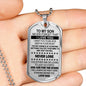 Dog tag Necklace For Son From Dad, Inspirational sayings: aim for the stars