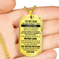 Dog tag Necklace For Son From Dad, Inspirational sayings: aim for the stars