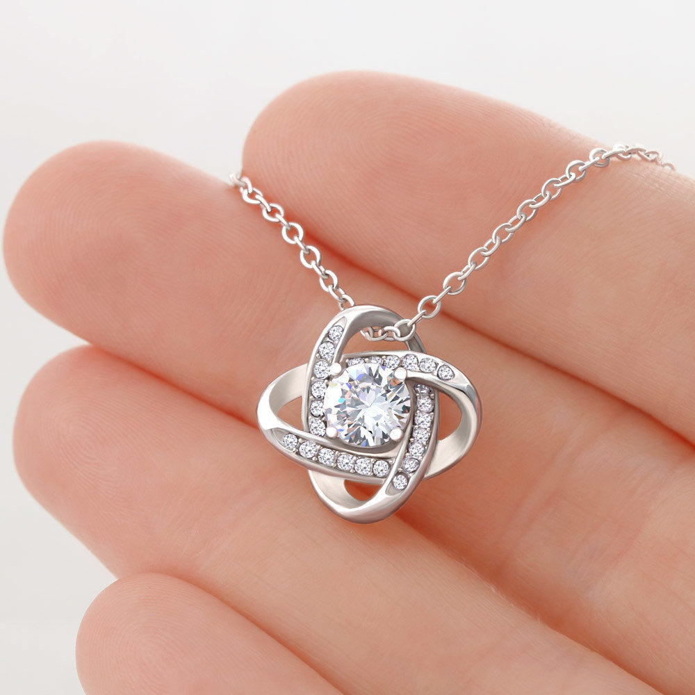 On Cloud Nine Gifts To The Love of My Life Love Note Love Knot Necklace with Message Card and Gift Box Included. Surprise Gift for Wife Fiance Couple Love of Life or Girlfriend Birthday. Jewelry Necklace Pendant for Women