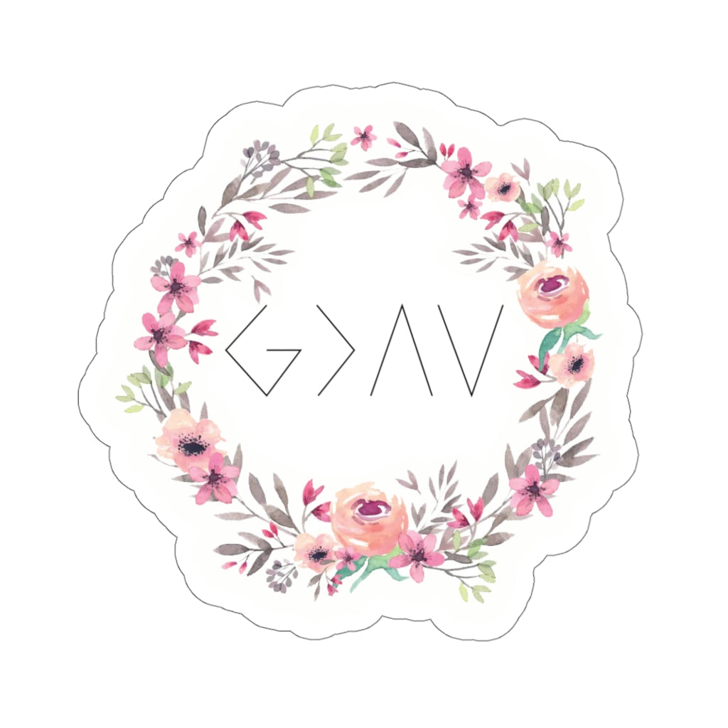 God is Greater Than The Highs and Lows Decal, Floral Clear Sticker, Religious Gift, Die Cut Sticker, Laptop Vinyl Decal, Journal Sticker Kiss - Cut Stickers