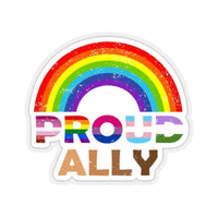 Thumbnail for Straight Ally Pride Flag Vinyl Sticker (Waterproof) Rainbow and Black and White Stripes Flag