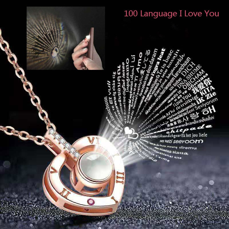 Unfade flower rose Jewelry Box with Surprise 100 Languages I Love you Necklace Strange Gift For Mother girlfriend