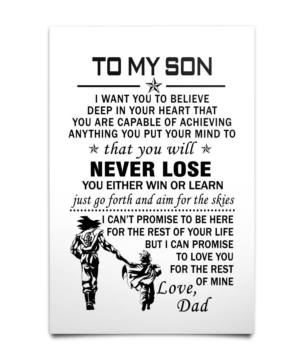 Poster To My Son Goku And Gohan  Poster