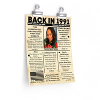 Thumbnail for Jessica Marie Venson Personalized 30th Birthday Newspaper Poster, 1991
