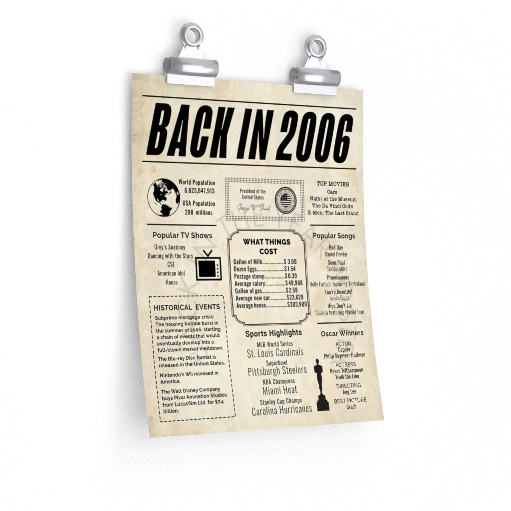Inspirational 2006 Newspaper Poster, Birthday Poster, Time Capsule 2006, The Year 2006, 2006 Poster Poster Sign 9x11 posters