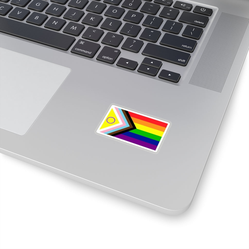 2021 Intersex-Inclusive Progress Pride Sticker LGBTQ+ Pride Flag, Inclusivity, Equality, Decal Sticker (Waterproof) LGBTQ Rainbow, 2" × 2"