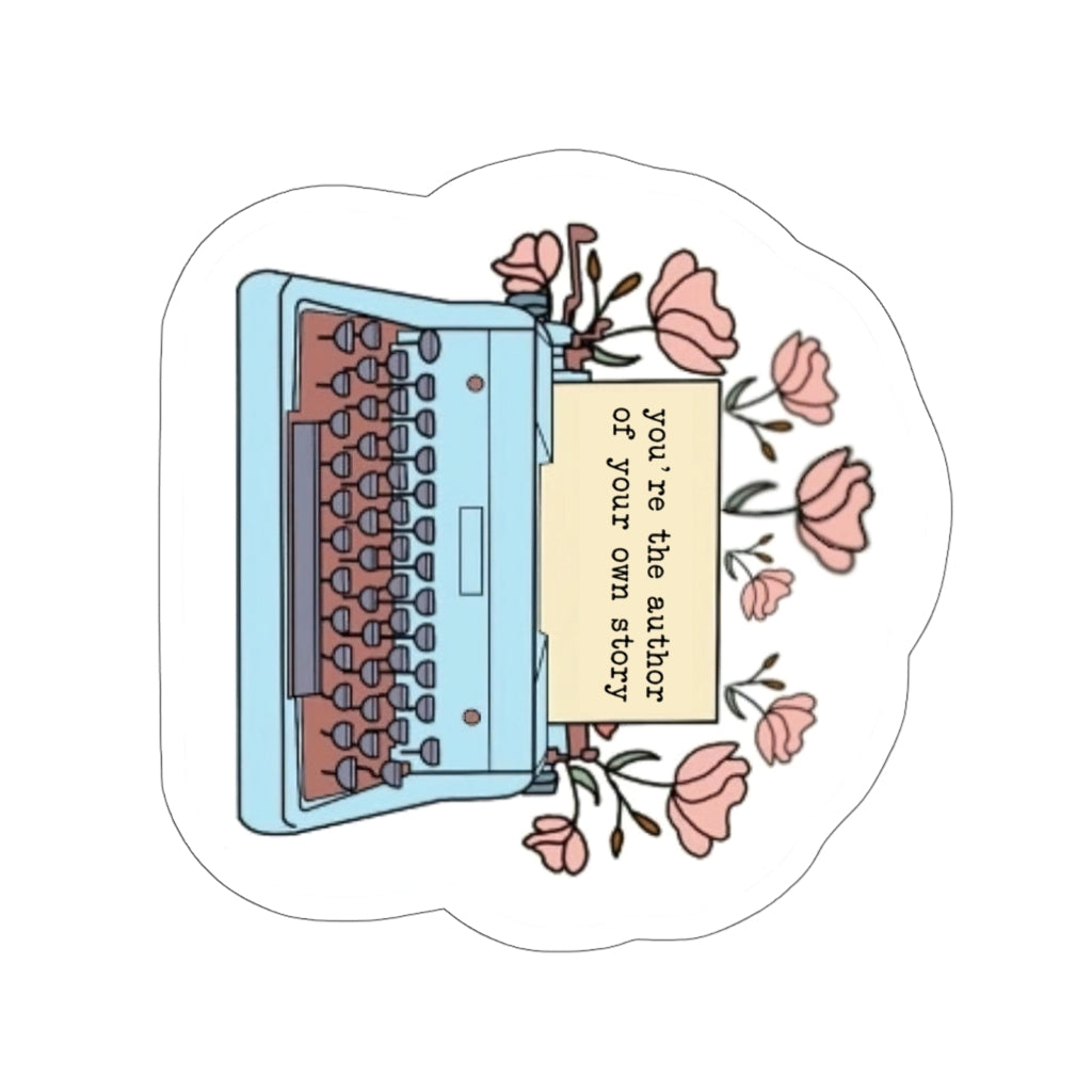 Inspirational Stickers Flowers Growing from a Typewriter Waterproof Vinyl Decals Mental Health Baby Stickers Boyfriend, Girlfriend, Friend StickersKiss-Cut Stickers