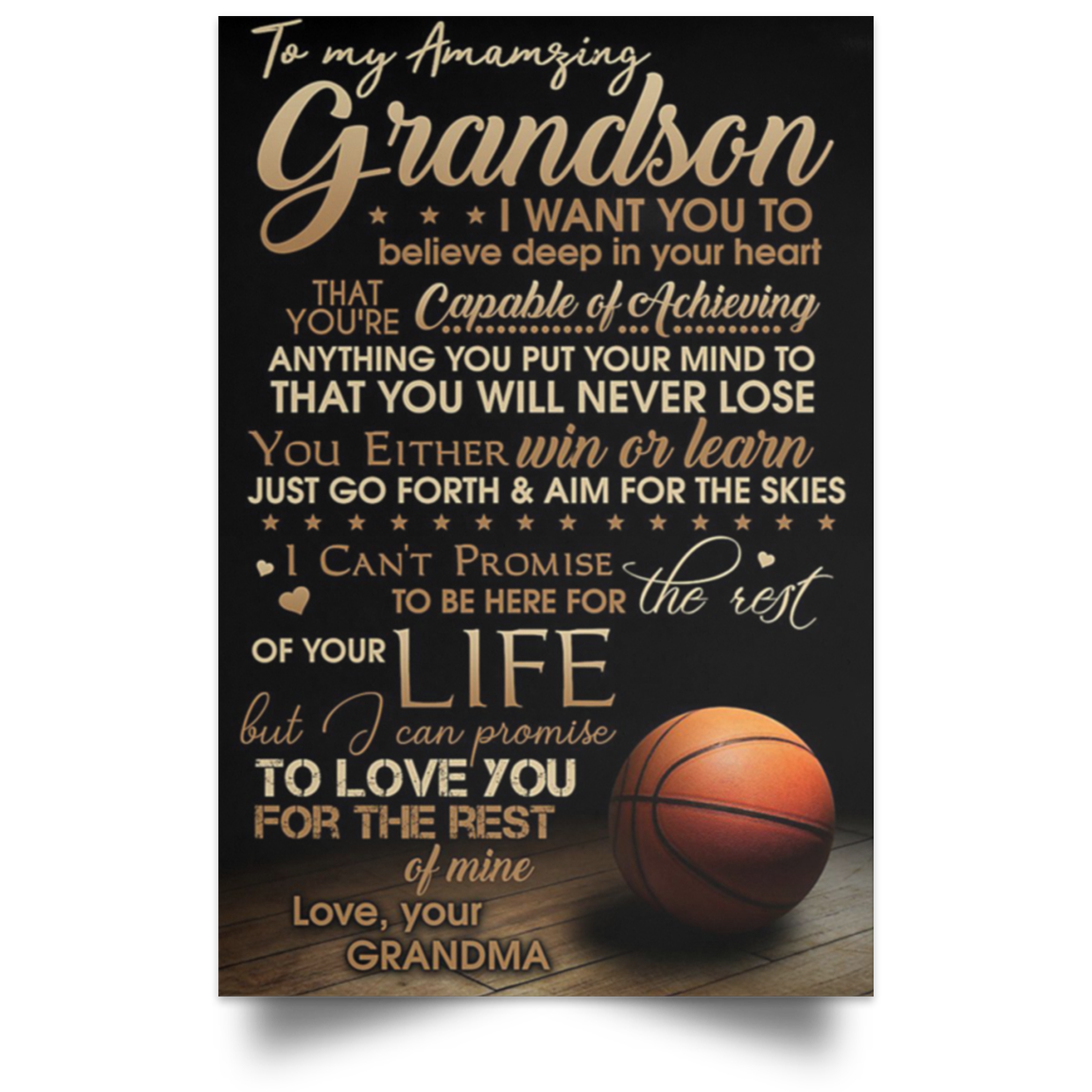 Inspirational Grandma To Grandson Vertical Posters Family Friend , Awesome Birthday Perfect Happy Birthday Gift Decor Bedroom, Living Room Print High Quality
