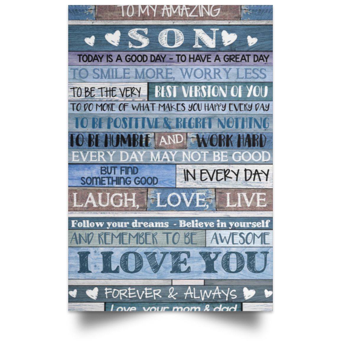 Meaningful Quote Mom And Dad To Son Vertical Poster Posters Family Friend , Awesome Birthday Perfect Happy Birthday Gift Decor Bedroom, Living Room Print High Quality