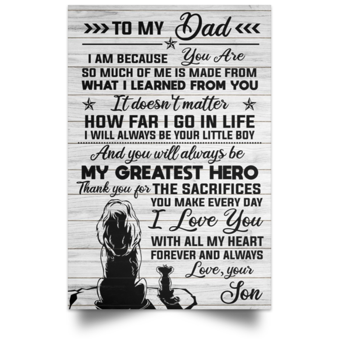 Customized Son To Dad Vertical Poster Meaningful Gifts On Birthday, Wedding, Anniversary, Awesome Birthday Perfect Happy Birthday Gift Decor Bedroom, Living Room Print High Quality