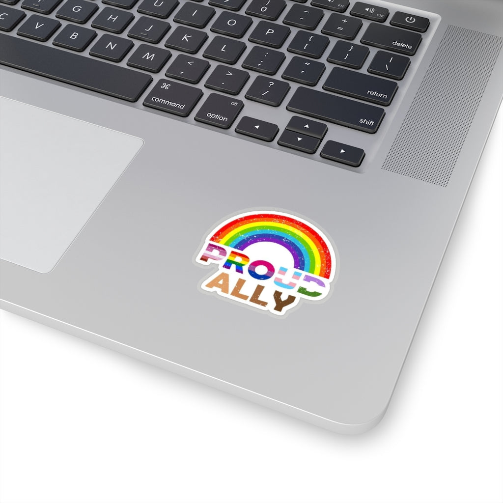 Straight Ally Pride Flag Vinyl Sticker (Waterproof) Rainbow and Black and White Stripes Flag