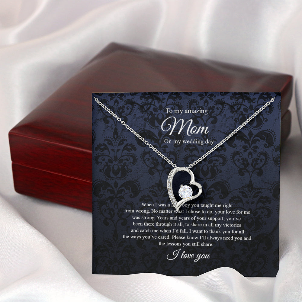 KORAFINA Meaningful Quote Heart, to Mom On My Wedding Day, Mother of The Groom Gift from Son, Mother of The Groom Necklace from Son On Wedding Day On Christmas, Birthday