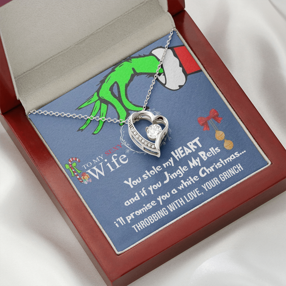 to My Sexy Wife Necklace, Funny Grinch Stole My Heart Christmas Card, Love Necklace Gifts, Christmas Necklace for Wife