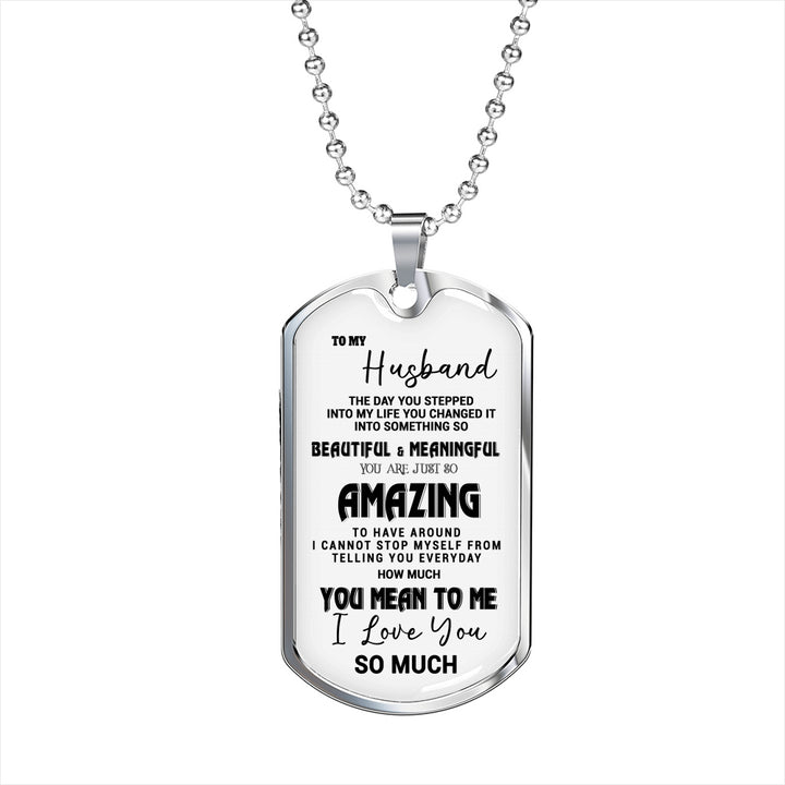 To My Husband Dog Tag Chain Necklace