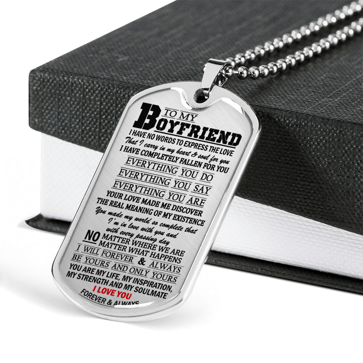 Boyfriend Pendant Necklace Customized I Love You Forever Dog Tag