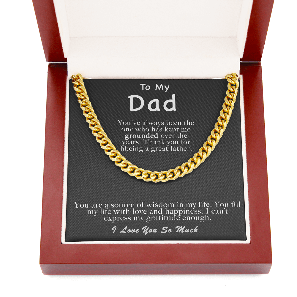 To My Dad Cuban Link Chain Necklace, Gifts for Dad from Daughter/Son, Cuban Chain Necklace Gift for Dad Birthday, Birthday Gifts for Dad