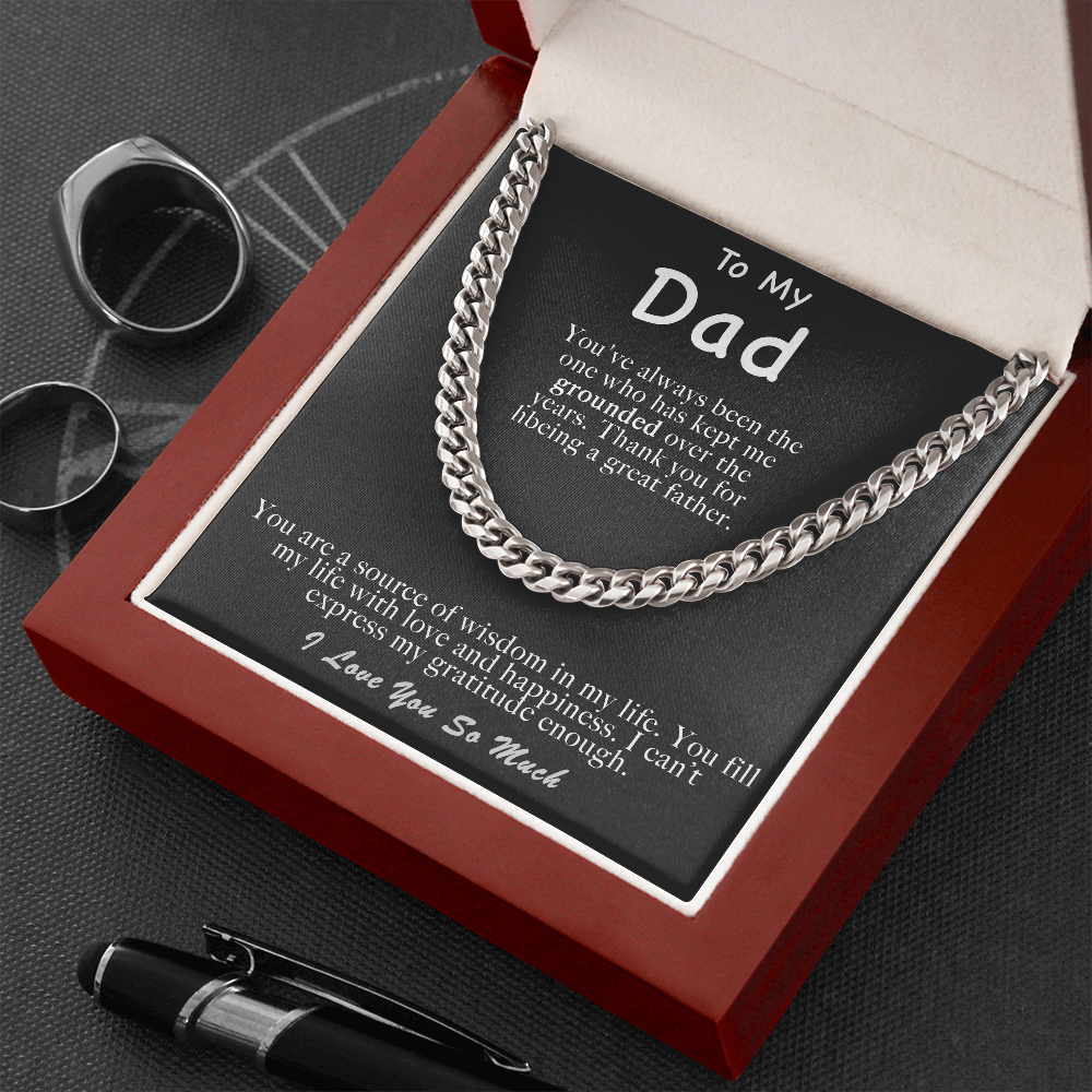 To My Dad Cuban Link Chain Necklace, Gifts for Dad from Daughter/Son, Cuban Chain Necklace Gift for Dad Birthday, Birthday Gifts for Dad