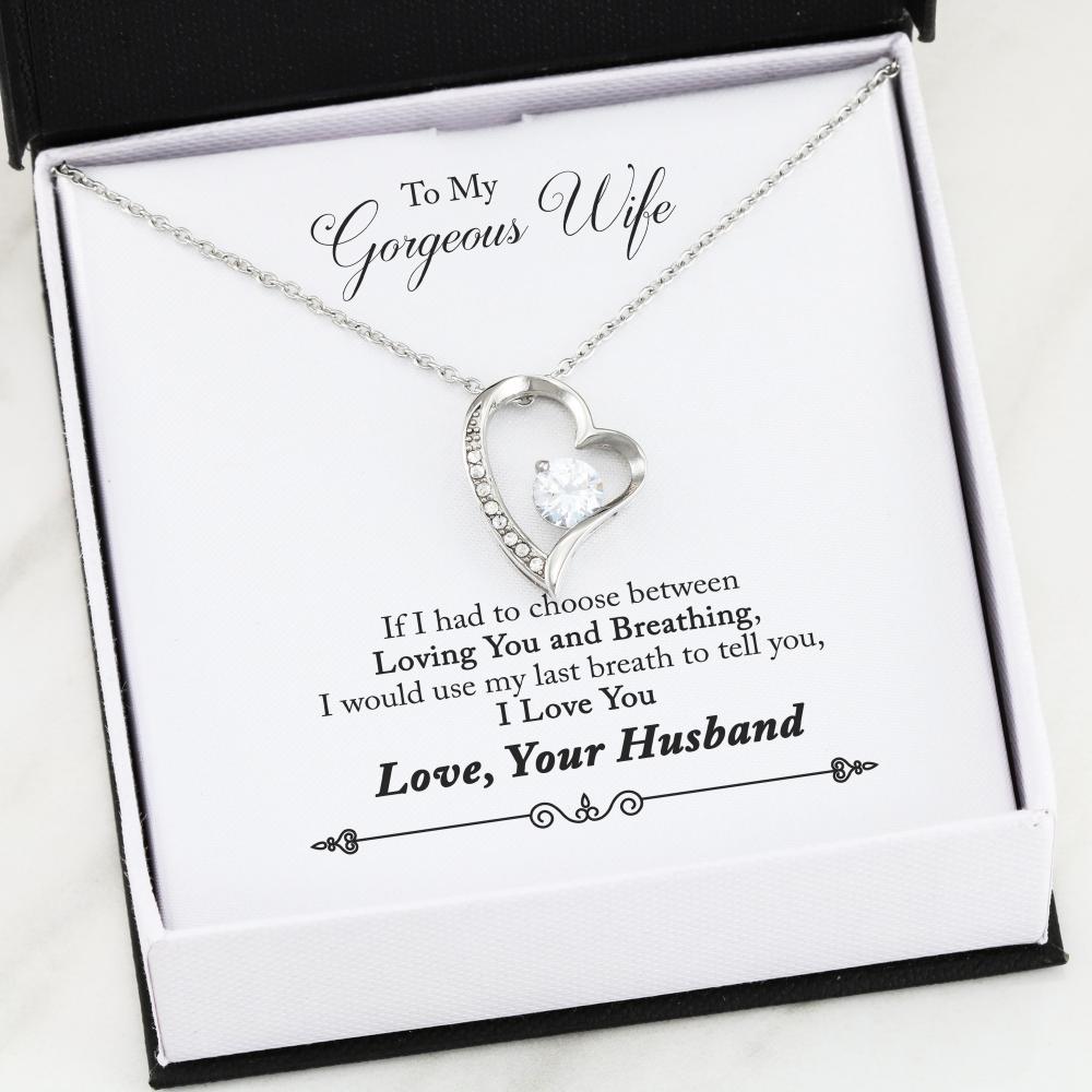 Husband to Wife Last Breath Story Card - Forever Love Symbol Necklace - Gifts Ideas for Wife from Husband