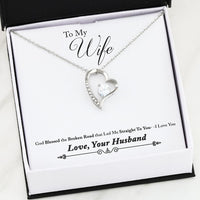 Thumbnail for To My Wife Forever Love Necklace From Husband White Gold finish and Yellow Gold finish - Broken Road Story Card