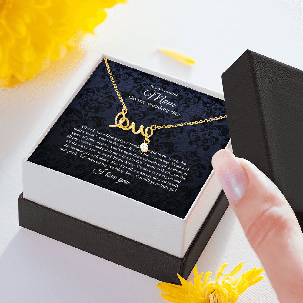 KORAFINA Personalized Love Necklace, to Mom On My Wedding Day, Mother of The Bride Gift from Daughter, Mother of The Bride Necklace from Bride, Mom of Bride On Christmas, Birthday
