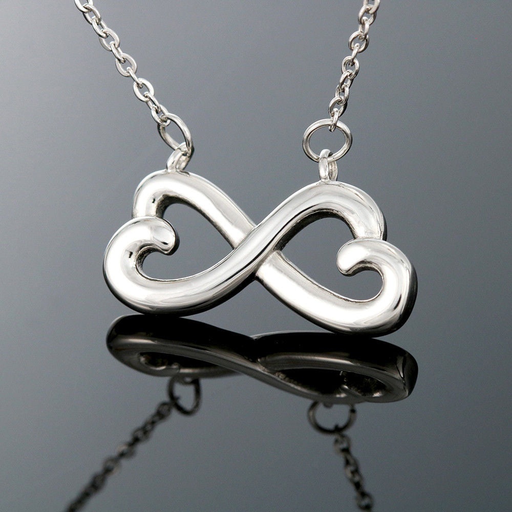 iWow Infinity Heart Necklace - to My Daughter-in-Law - Thank You for The Happiness Forever Love Pendant White Gold Plated Women Gift for Mother's Day, On Christmas, Birthday & Valentine's Day
