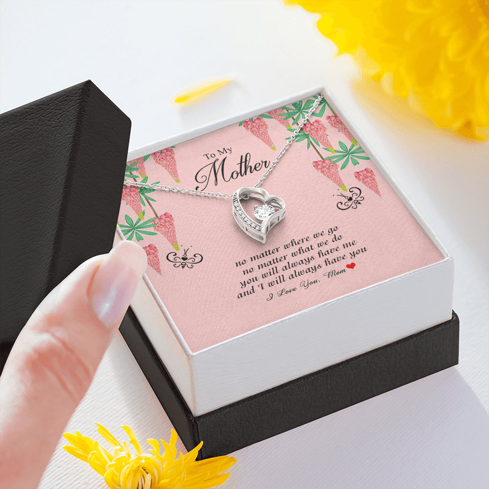 To My Mother Love Forever Heart Necklace Pendant 14K Gold Gifts For Mom - Jewelry Necklaces Chain 22 Inches For Mommy From Daughter, Son With Love Quote - Birthday, Mother's Day, X-mas Gift Box P18