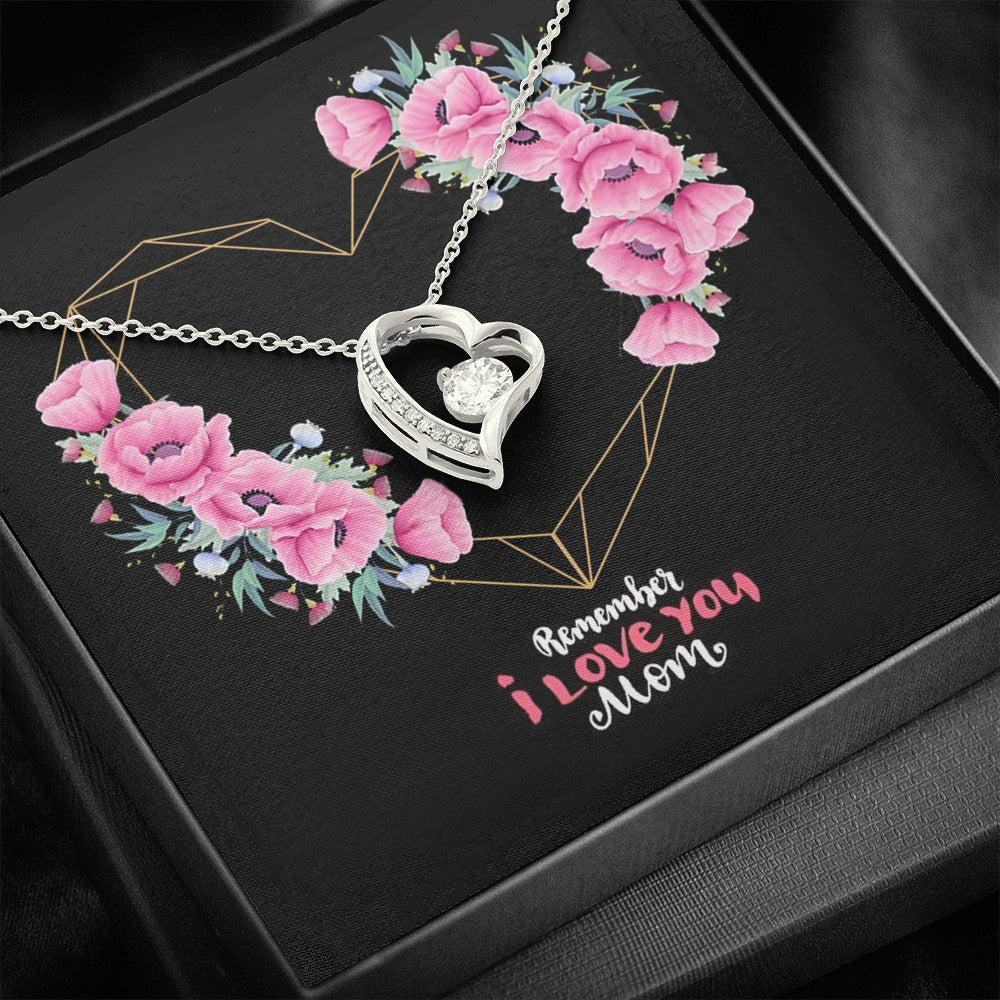 Remember I Love You Mom Forever Heart Necklace 18K Gold Gift For Women - Jewelry Necklaces For Mom From Daughter, Son Pendant Chain Mother's Day Present Idea - Free luxury box with Message Card P10-29