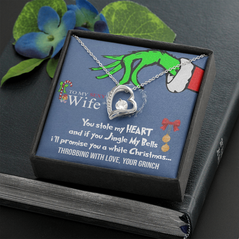 to My Sexy Wife Necklace, Funny Grinch Stole My Heart Christmas Card, Love Necklace Gifts, Christmas Necklace for Wife