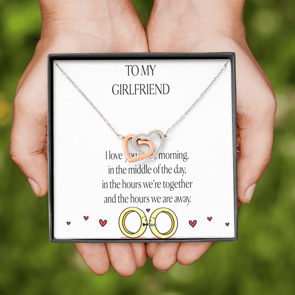 AZTeam Interlocked Heart Necklace to My Girlfriend I Love You in The Morning, Romantic Gifts for Girlfriend, Best Simple Gifts for Girlfriend, Jewelry for Girlfriend, Creative Birthday Gifts for her
