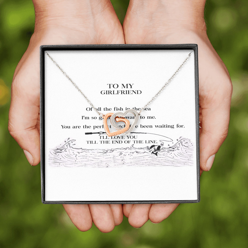 Interlocked Heart Necklace to My Girlfriend You are The Perfect Catch, Romantic Gifts for Girlfriend, Best Simple Gifts for Girlfriend, Jewelry for Girlfriend, Creative Birthday Gifts, Gift for Woman