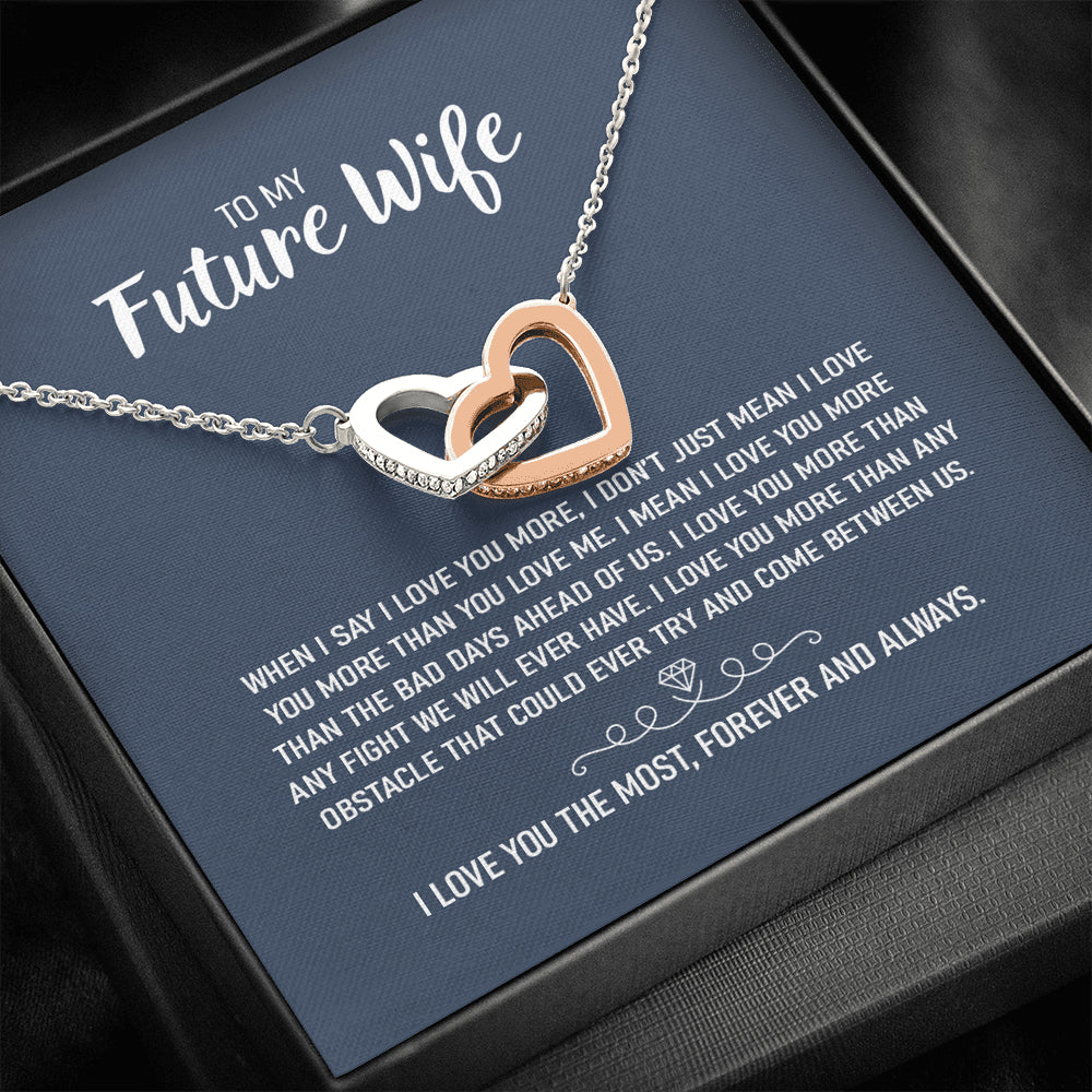On Cloud Nine Gifts To My Future Wife Love You The Most Forever and Always Interlocking Hearts Necklace with Message Card and Gift Box Included. Gift for Girlfriend or Fiance