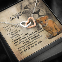 Thumbnail for From Dad To My Daughter Lion Saying Interlocking Hearts Necklace – Lion Dad Daughter Matching Quote Necklace; Gift for Birthday,Christmas,Valentine's Day,Mother's day,Father's Day,Thanksgiving