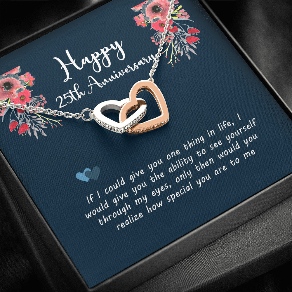 25th Anniversary Necklace for Wife, Husband - 25 Year Wedding Gift With Message Card For Her