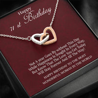 Thumbnail for Pendants 71st Birthday for Her Gift, 71st Birthday Gift for Her, Seventy First Birthday Gift for Woman Friend, 71st Birthday Gift Interlocking Hearts