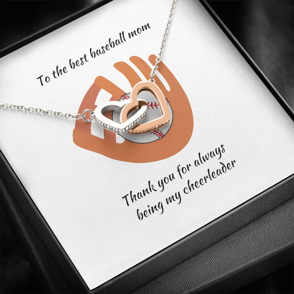 Inspirational Mom Necklace - Necklace for Mom - Gift Necklace with Message Card to Baseball Mom Interlocking Hearts Necklace On Birthday, Christmas St