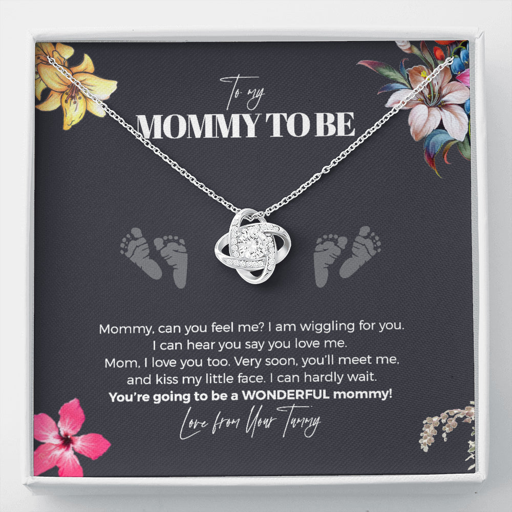 To My Mommy To Be, Love From Your Tummy Love Knot Necklace | Pregnancy Gift for Mommy | Gift for Mommy from Baby Bump | Mom Necklace Jewelry