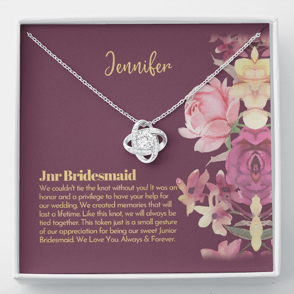 Personalized Junior Bridesmaid Gift, Petal Patrol, Junior Bridesmaid Thank You Gift, Flower Girl, Junior Maid of Honor Love Knot Necklace (LKJ8) On Xmas, Birthday