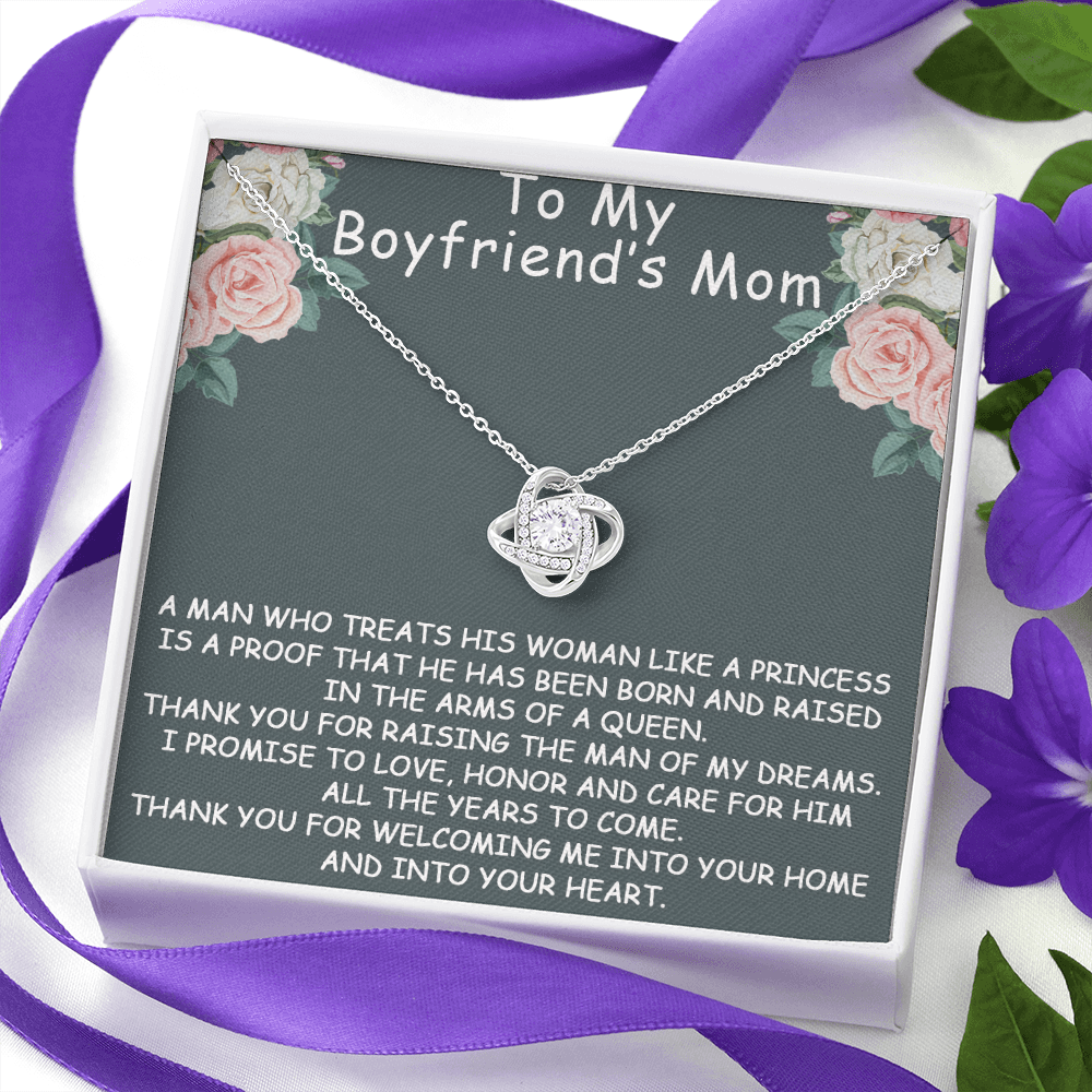 to my boyfriend's mom necklace, thank you for welcoming me into your home and into your heart the love knot necklace