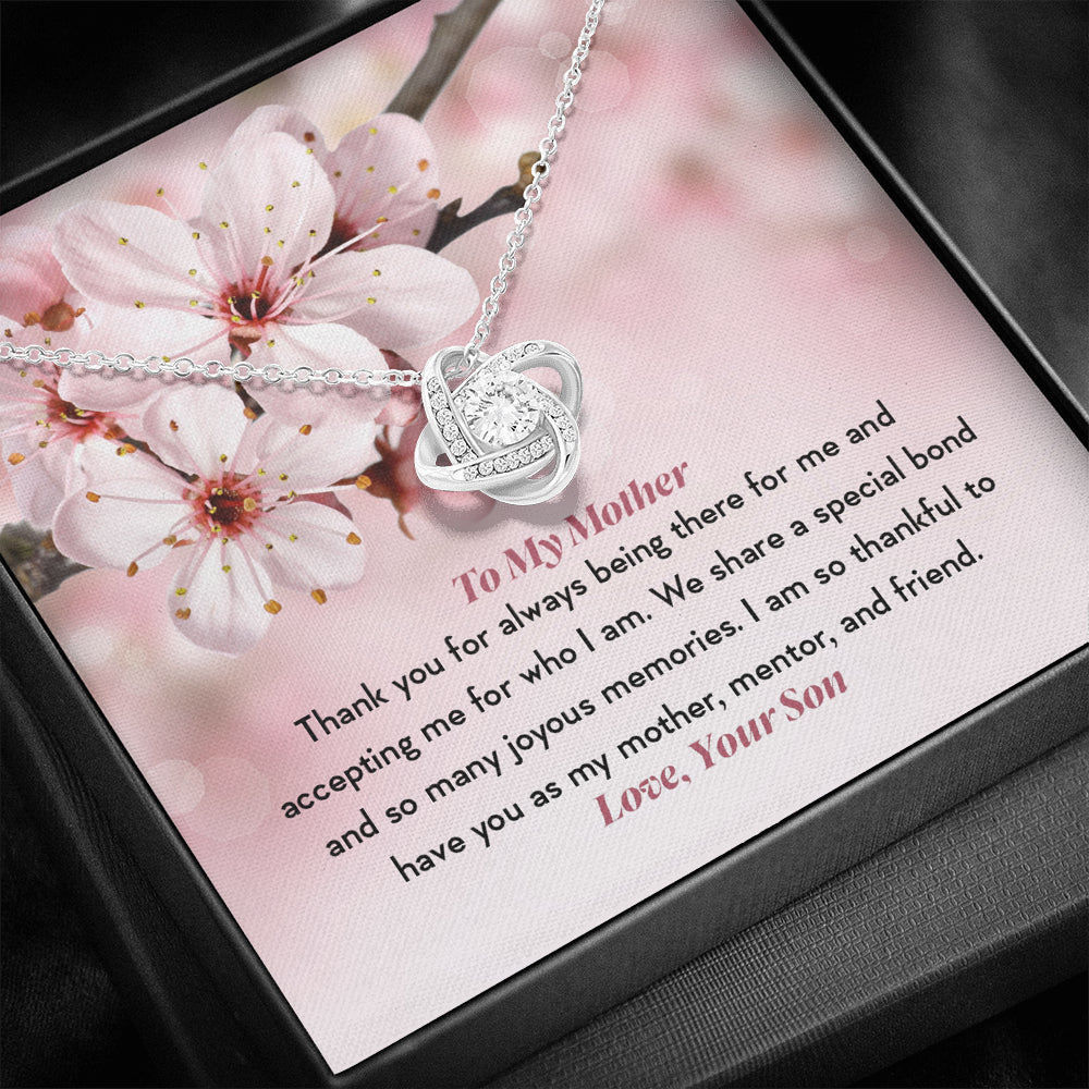 KORAFINA Customized Mom Necklace  Gift to Mom from Son  to My Mother Thank You  Knot Necklace  Gift Necklace with Message Card On Birthday, Christmas