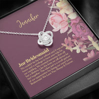 Thumbnail for Personalized Junior Bridesmaid Gift, Petal Patrol, Junior Bridesmaid Thank You Gift, Flower Girl, Junior Maid of Honor Love Knot Necklace (LKJ8) On Xmas, Birthday