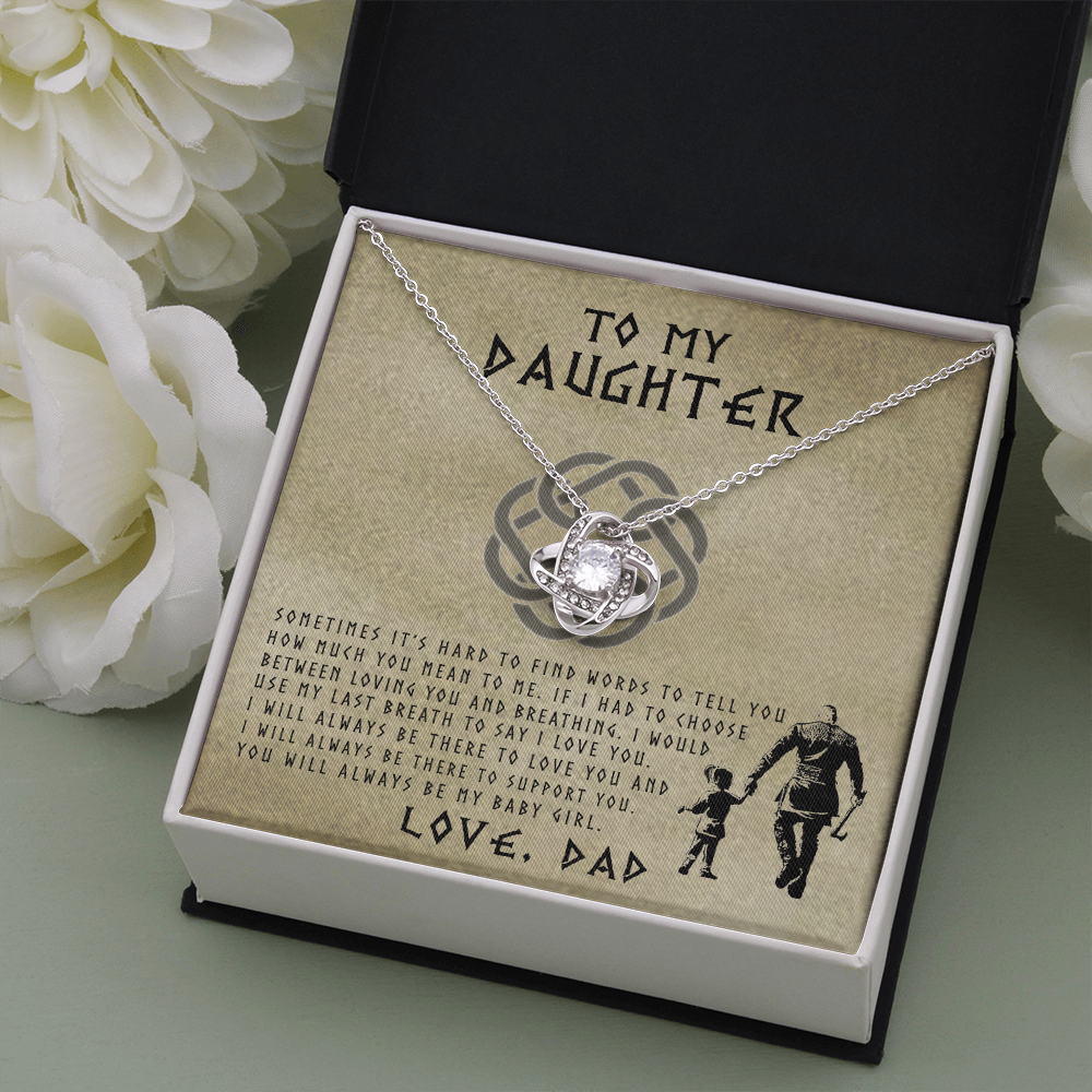 to my daughter necklace from dad, i will always be there to love you the love knot necklace