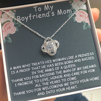 Thumbnail for to my boyfriend's mom necklace, thank you for welcoming me into your home and into your heart the love knot necklace