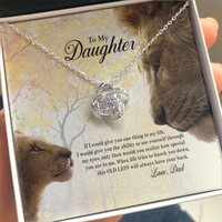 Thumbnail for Lion Dad To My Daughter If I Could Give You One Thing In My Life Heartfelt Card Love Knot Necklace, Jewelry Necklace, Gift Necklace With Message Card And