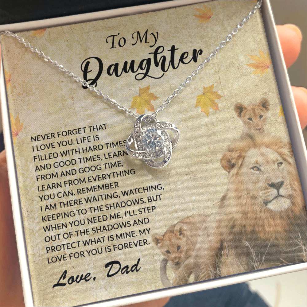 to my daughter necklace from dad, never forget that i love you the love knot necklace