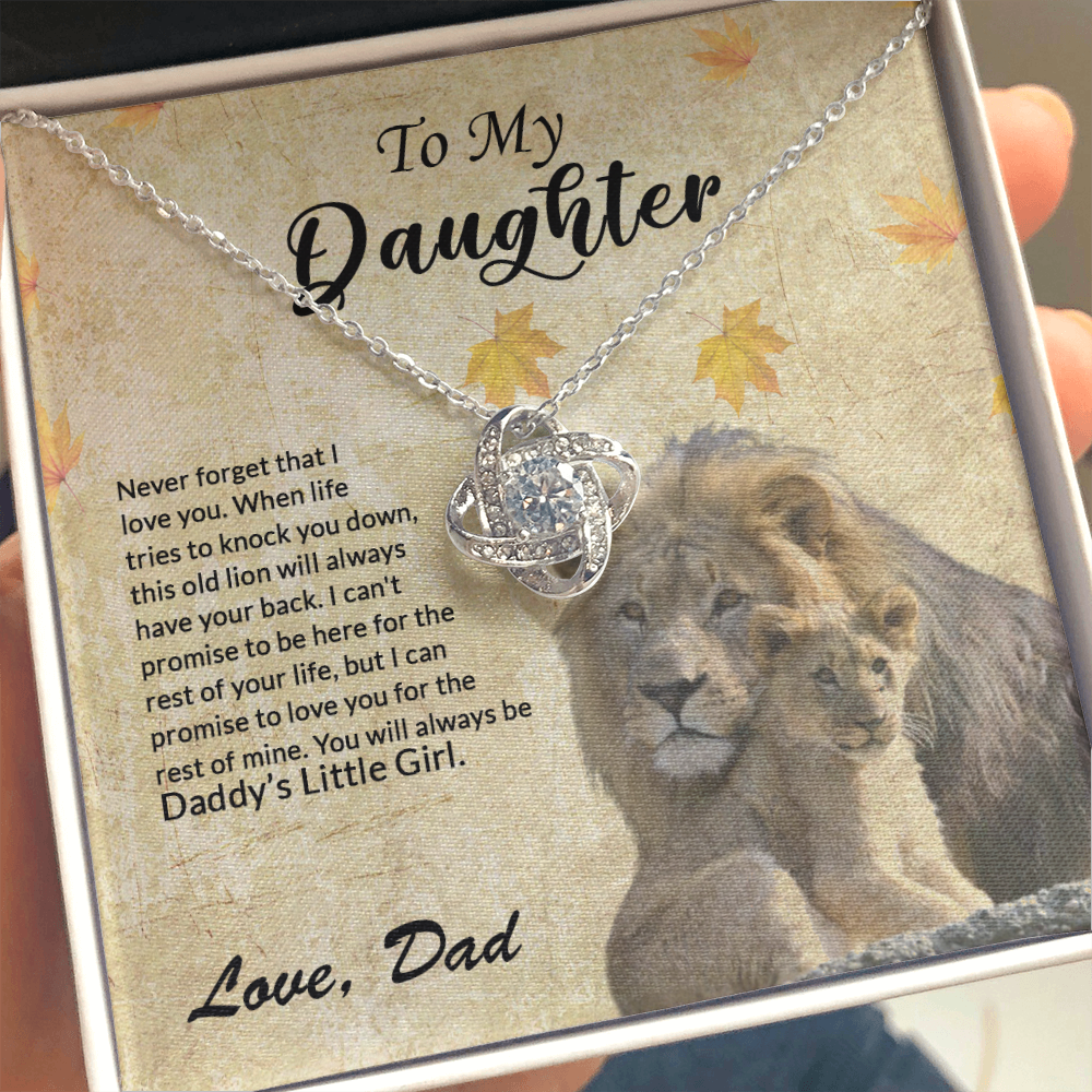 to my daughter necklace, you will always be daddy's little girl the love knot necklace