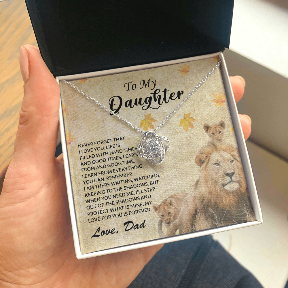 to my daughter necklace from dad, never forget that i love you the love knot necklace