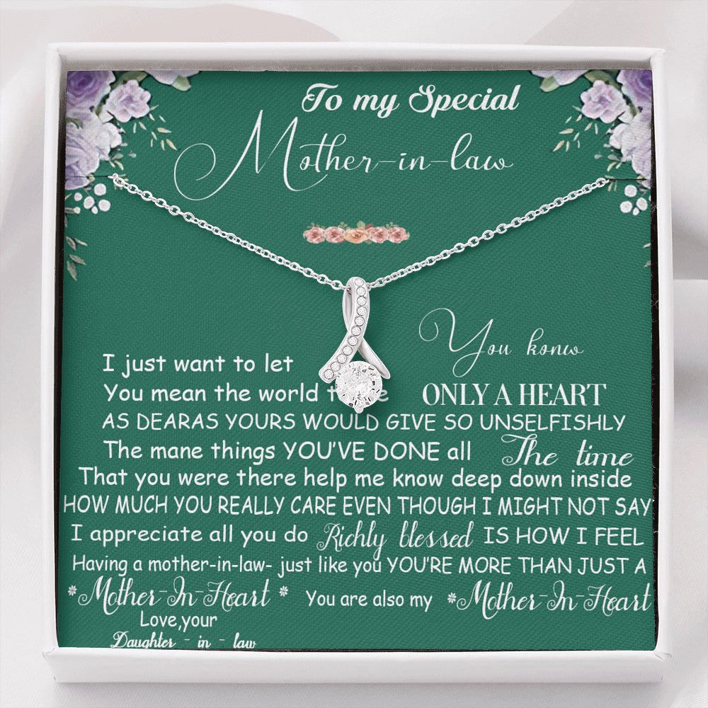 iWow Inspirational Alluring Beauty Necklace - to My Mother in Law, You Mean The World Necklace - Birthday Gift for Mother in Law with Box Message Card On Birthday, Christmas