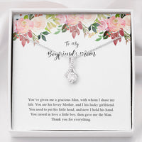 Thumbnail for Boyfriends Mom Necklace with Message Card, Jewelry Birthday Gift, Boyfriend Mom Gift Personalized, Custom Necklace for Women, 14k White Gold