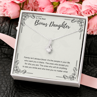 Thumbnail for to the best bonus daughter necklace, family isn't always blood ALLURING BEAUTY necklace, gift to my bonus daughter