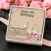 Thumbnail for Necklace Chain Happy 8th Birthday Necklace Gift for 8 Year Old Birthday Girl, Necklace for Daughter's 8th Birthday, Alluring Beauty You are Stronger Than You Seem Standard Box